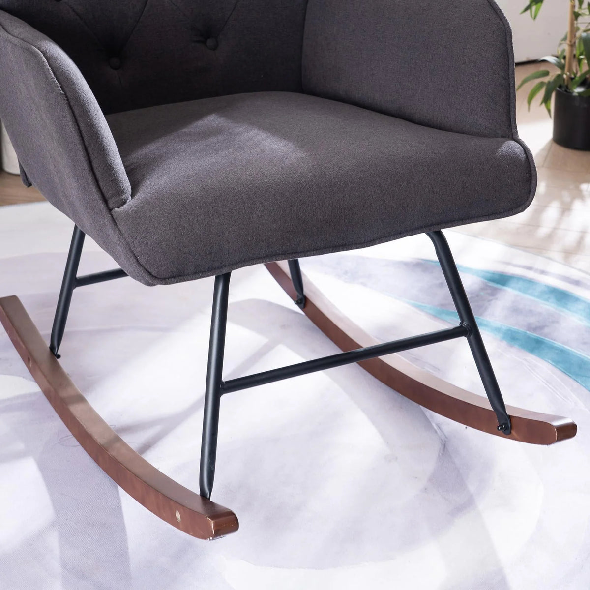 UBesGoo Rocking Accent Chair, Soft Padded Armchair Chair,  Comfy Side Chair with Sturdy Wooden Metal Legs for Living Room Bedroom Gray