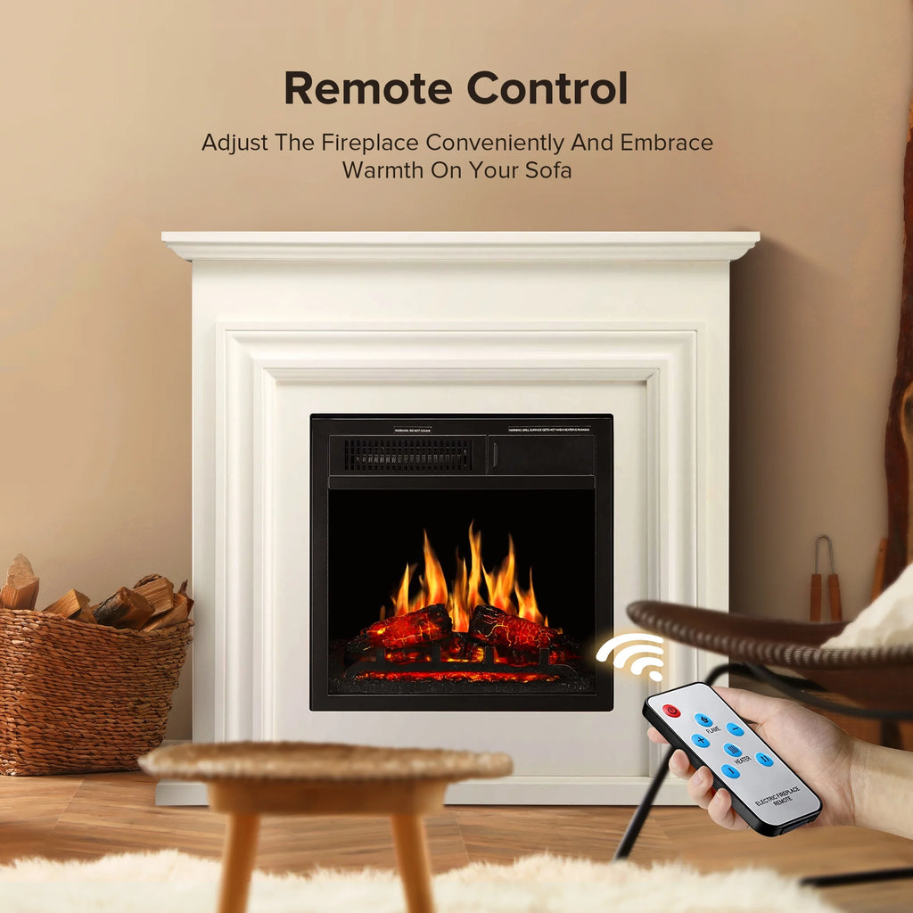 Electactic Electric Fireplace, Free Standing Fireplace, with Remote Control, Adjustable LED Flame, 750W/1500W -��White��