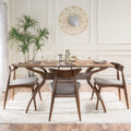 Noble House Branson Walnut Wood 5-Piece Dining Set