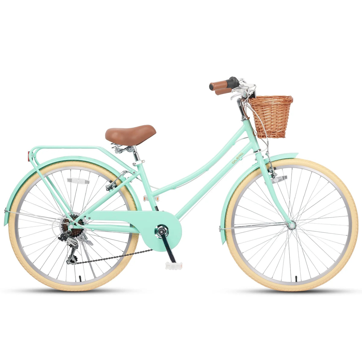 Glerc Missy 24" Girls Cruiser Bike 6-Speed Women's Hybird Bicycle for Ages 7-11 Years, Mint Green