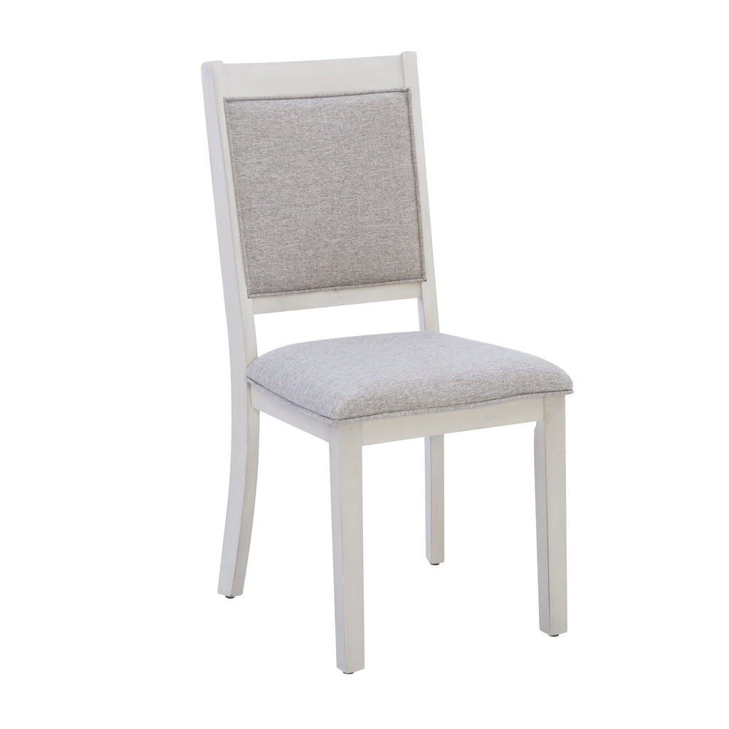 Powell Drew 7-Piece Farmhouse Acacia Dining Table with Chairs, White/Gray