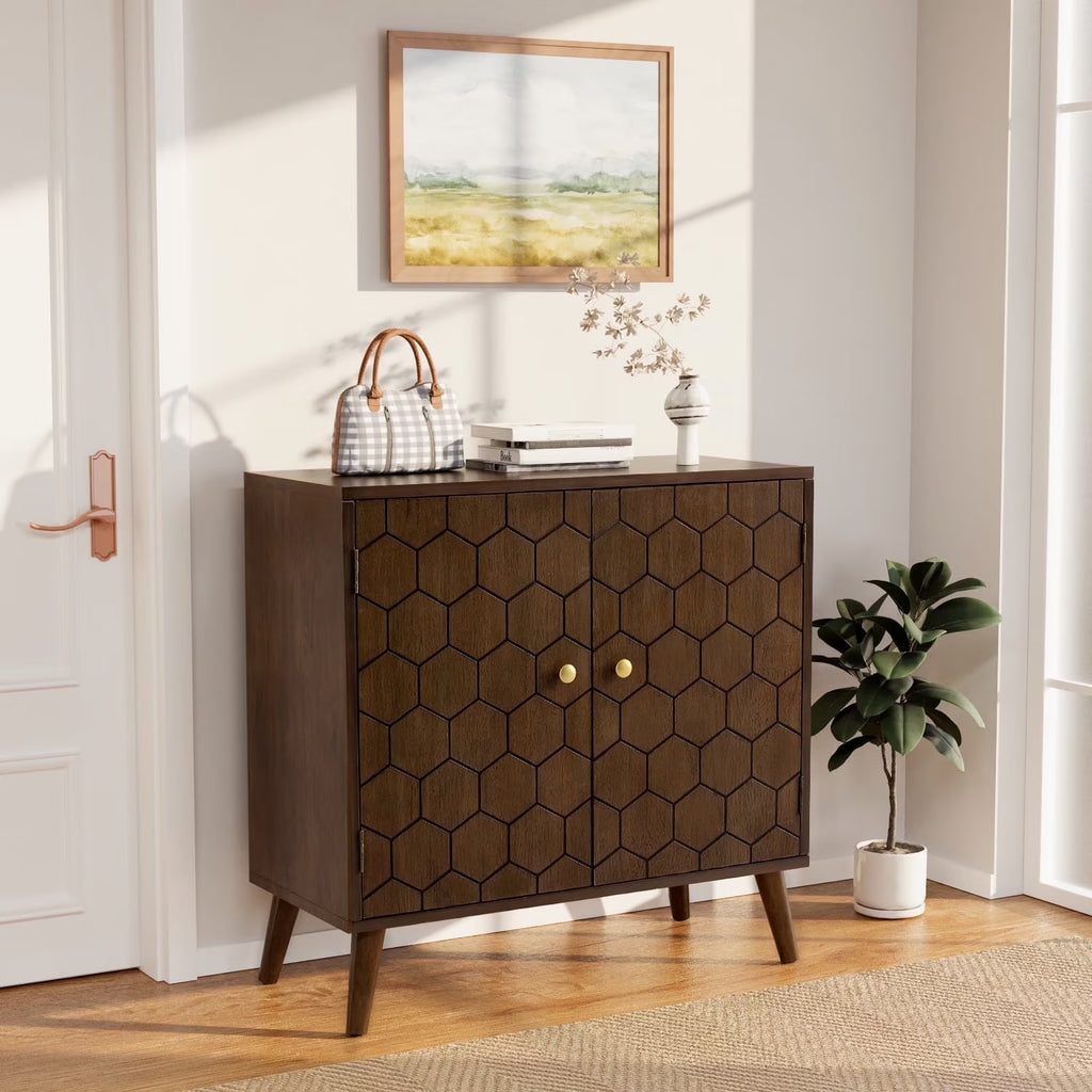 COSIEST Vintage Sideboard Cabinet, Farmhouse Buffet with Adjustable Shelf for Kitchen, Dining Room, Living Room