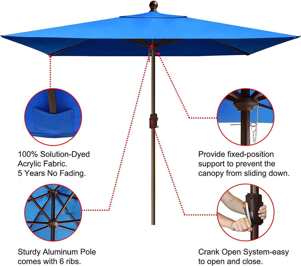 EliteShade Sunumbrella 6x6Ft Square Market Umbrella with Ventilation