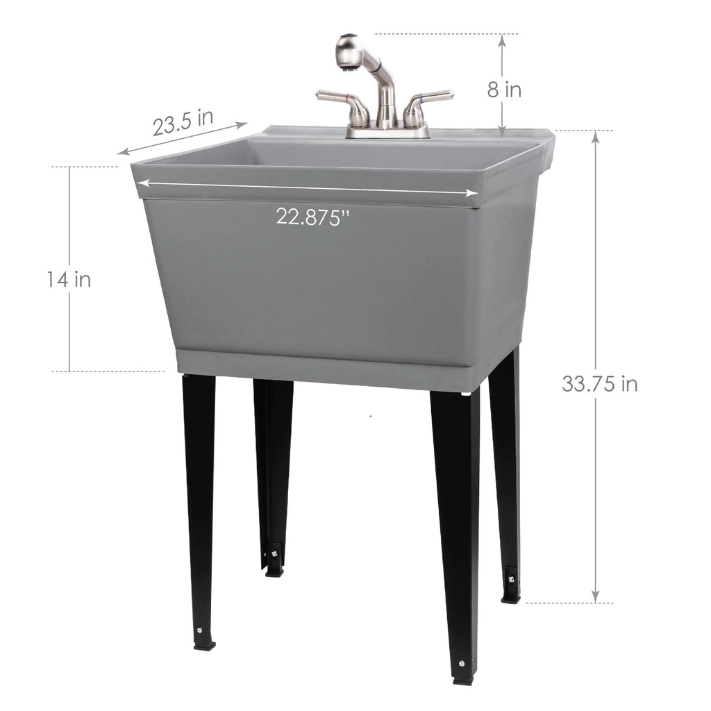 Tehila Utility Sink with Stainless Finish Pull-Out Faucet 19 Gallon - Red