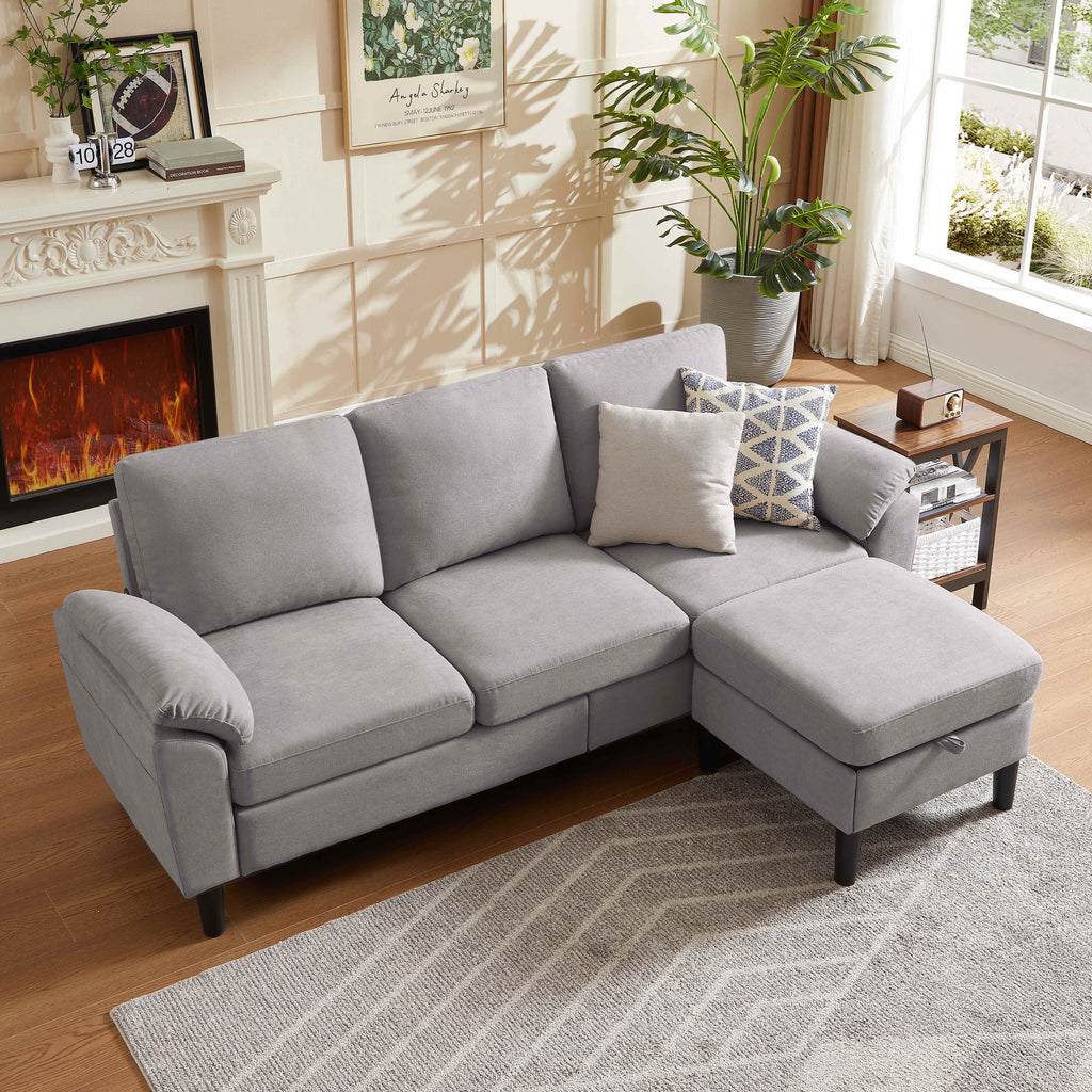 Pingliang Home Sectional Sofa Couch with Storage Ottoman,Modern 3 Seat L Shaped Sofa Couch for Living Room Apartment Studio Office