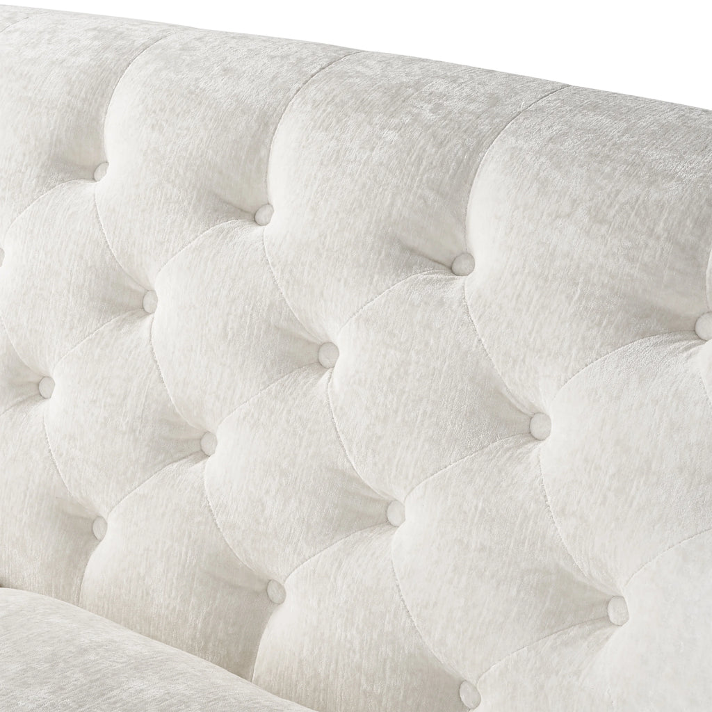 The Pioneer Woman Laurel Tufted Sofa, Cream Velvet, 79.53 in