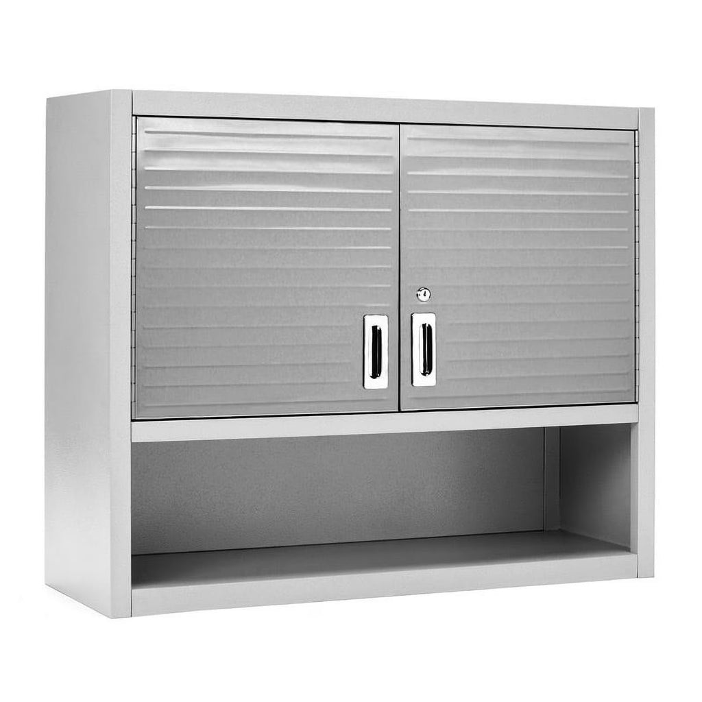 Seville Classics UltraHD Lockable Wall Cabinets with Open Shelf 36" W x 12" D x 30" H, Granite Gray