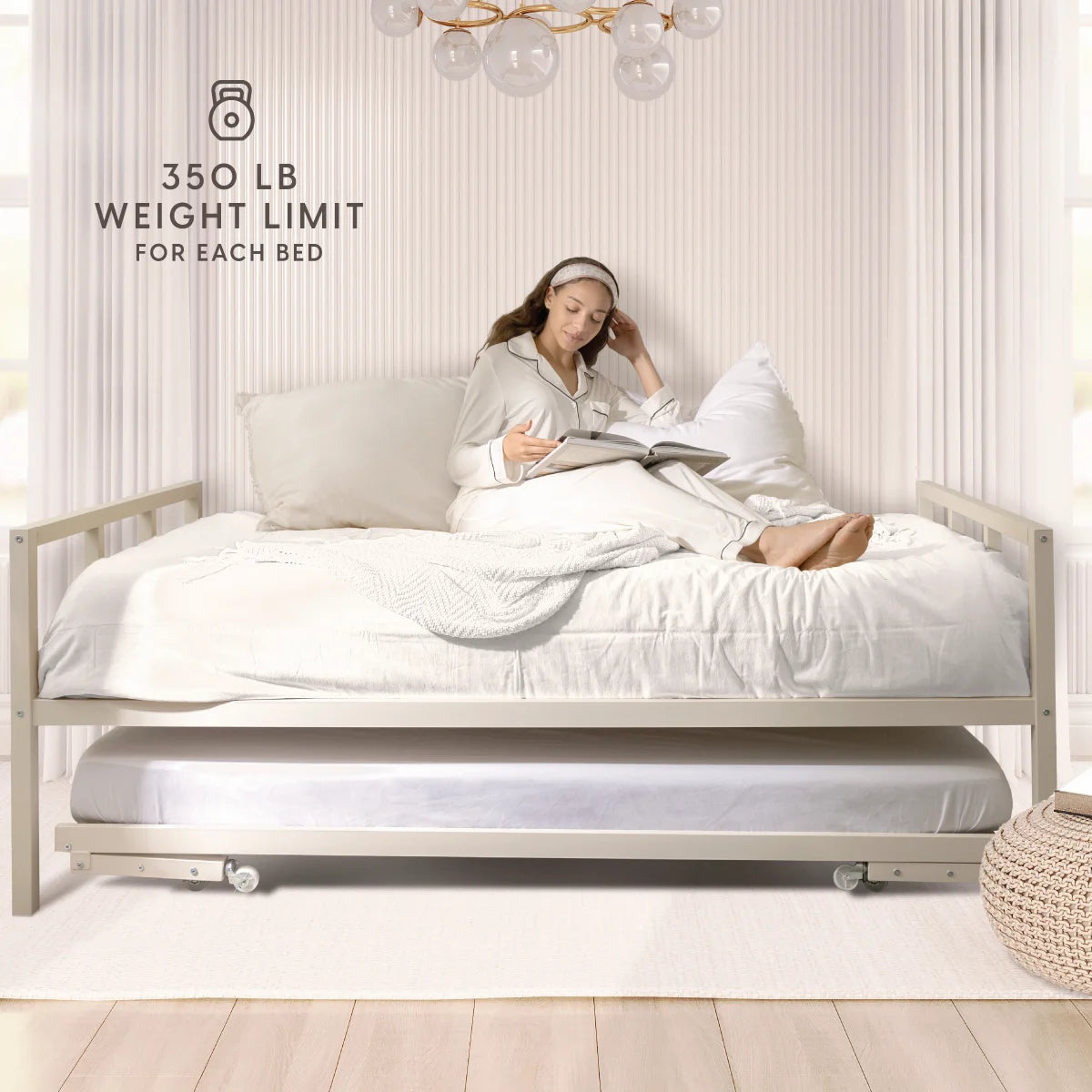 Milliard Twin Daybed and Fold-up Trundle Set, Frame - Mattresses Sold Separately (Black)
