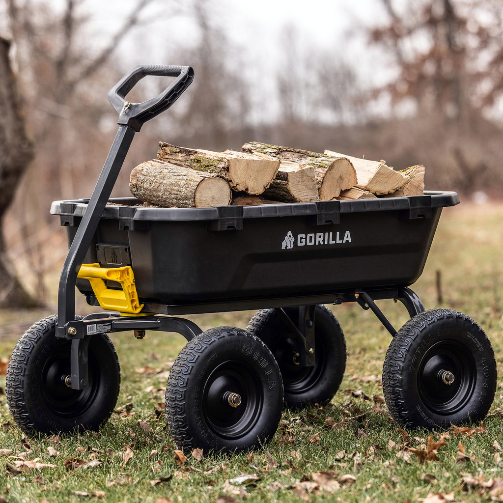 Gorilla 9 cu ft. Heavy Duty Poly Yard Dump Cart with No Flat Tires