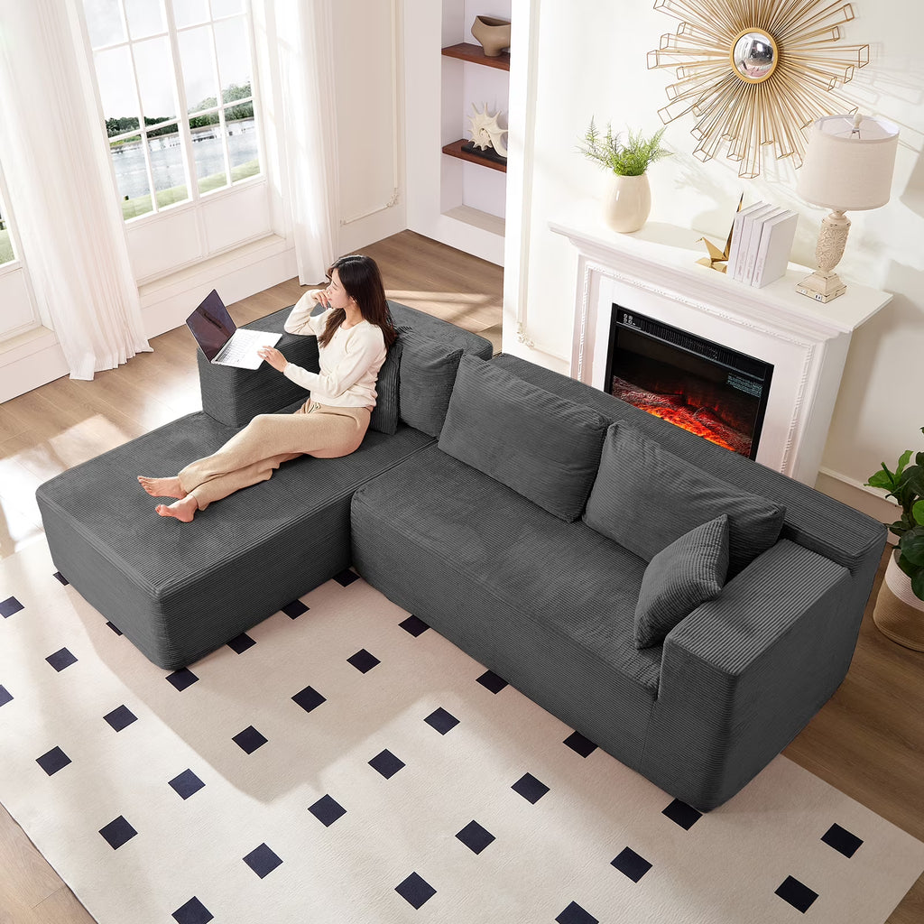 ZAFLY 106" Cloud Sectional Couch with Chaise, No Assembly Required L Shaped Sleeper Sofa, Oversized Deep Seat Modular Couches and Sofas for Living Room - Right, Black