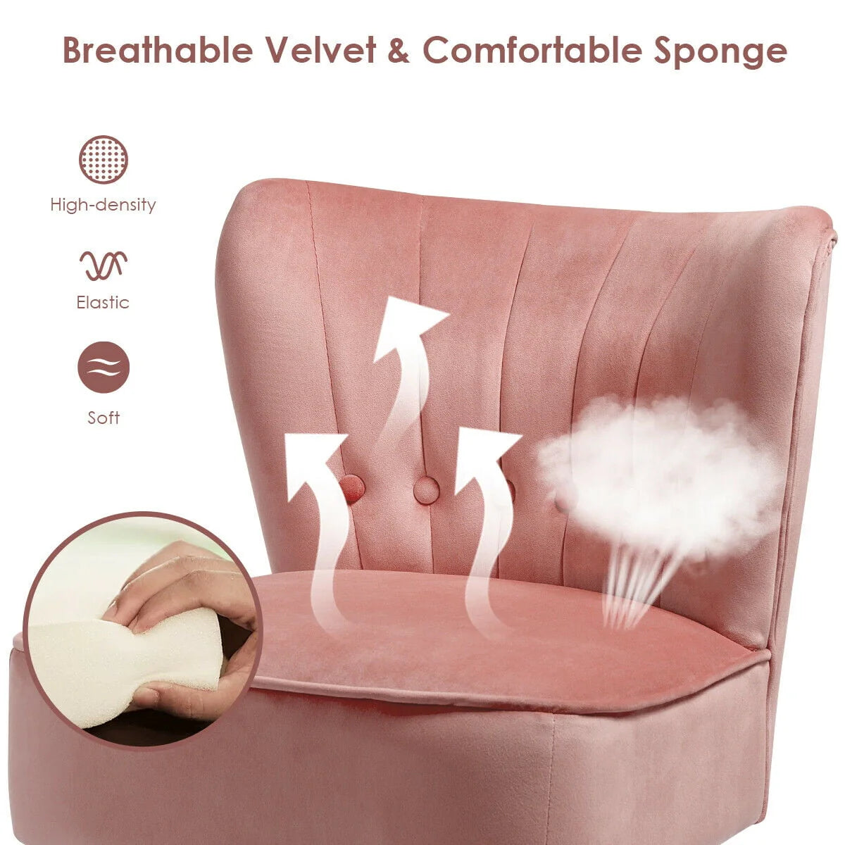 Gymax 2PCS Accent Chair Armless Leisure Chair Single Sofa w/ Wood Legs Pink