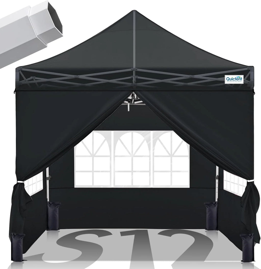 Quictent 10x10 Pop up Canopy TentPortable Instant Shelter with Vent, Ez up Canopy with Reflective Top and Fluorescent Rope