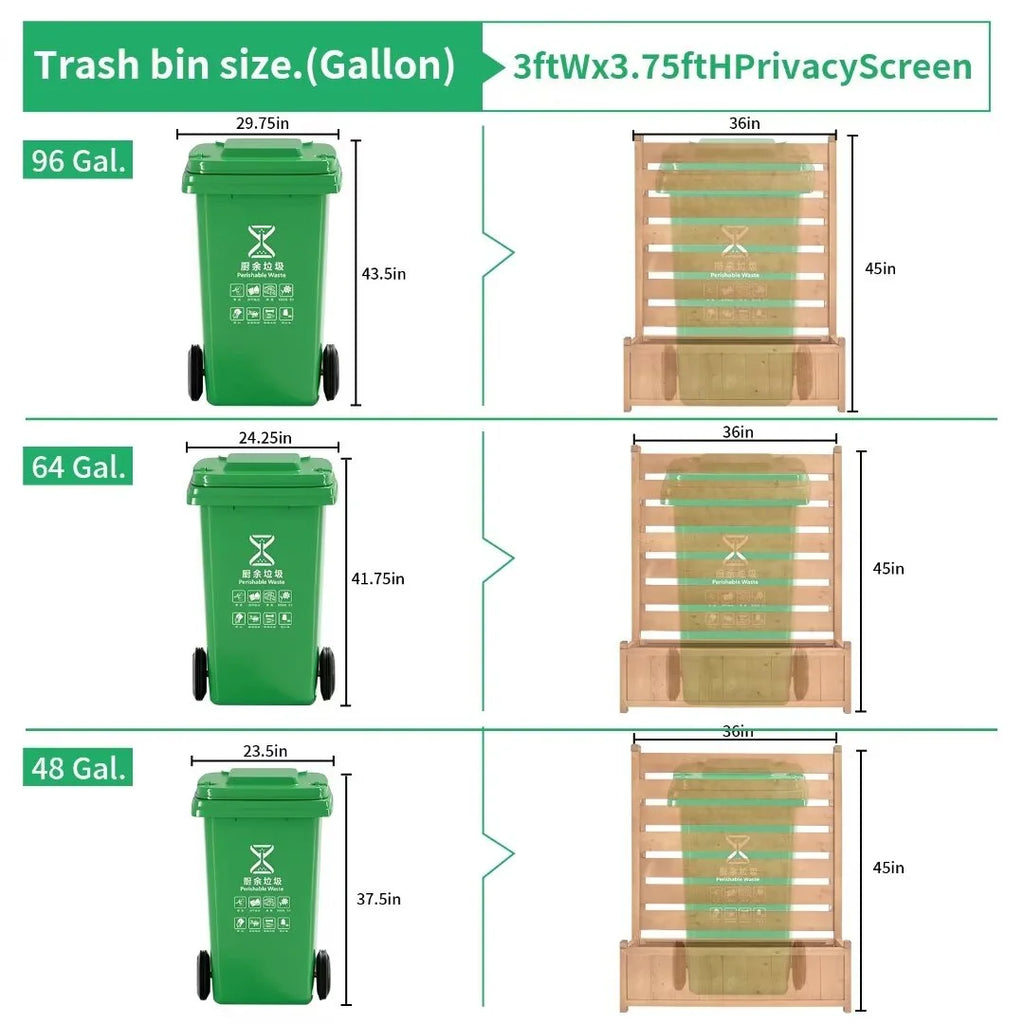"NAIZEA Air Conditioner Fence, Pool Equipment Enclosure, Trash Can Enclosure, Metal Stake Wood Fence Panel 38"" W x 60"" H"