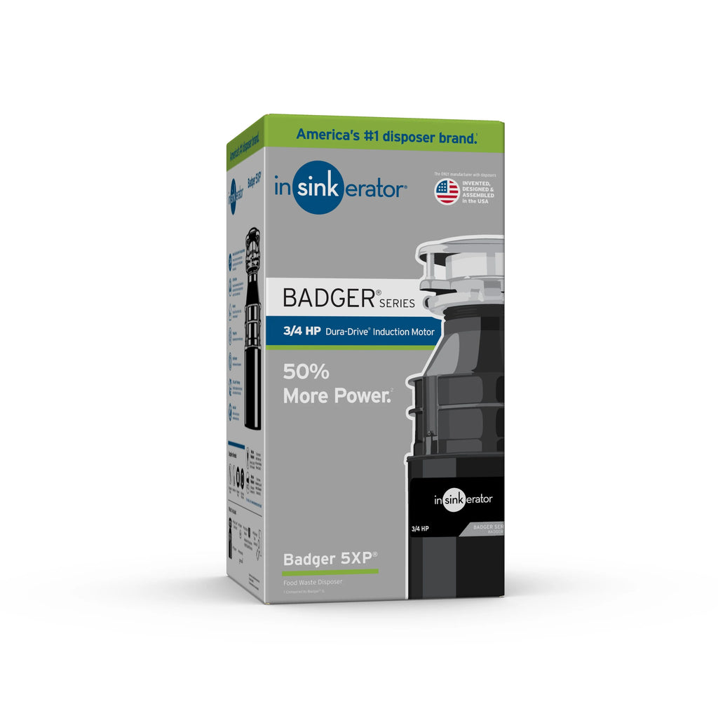 InSinkErator Badger 5XP, 3/4 HP Continuous Feed Kitchen Garbage Disposal, Badger Series