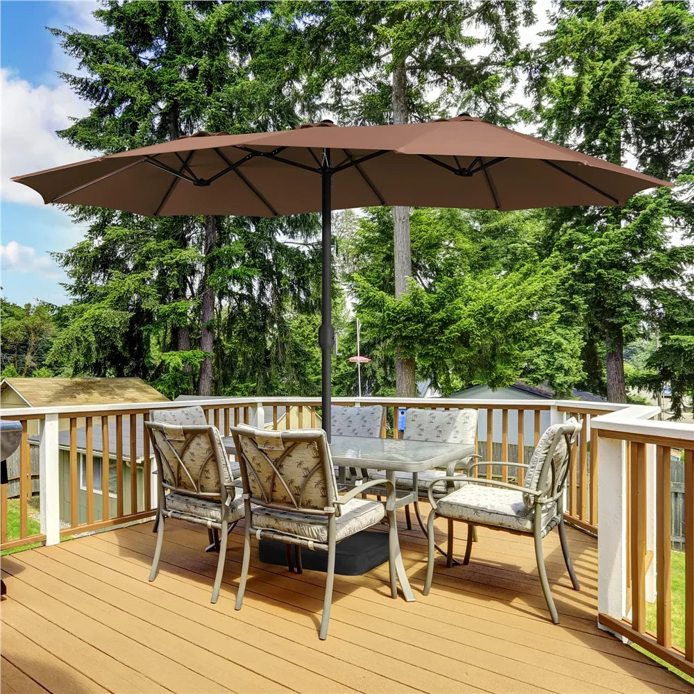 Topeakmart 13ft Patio Parasol Canopy with Crank, Tan