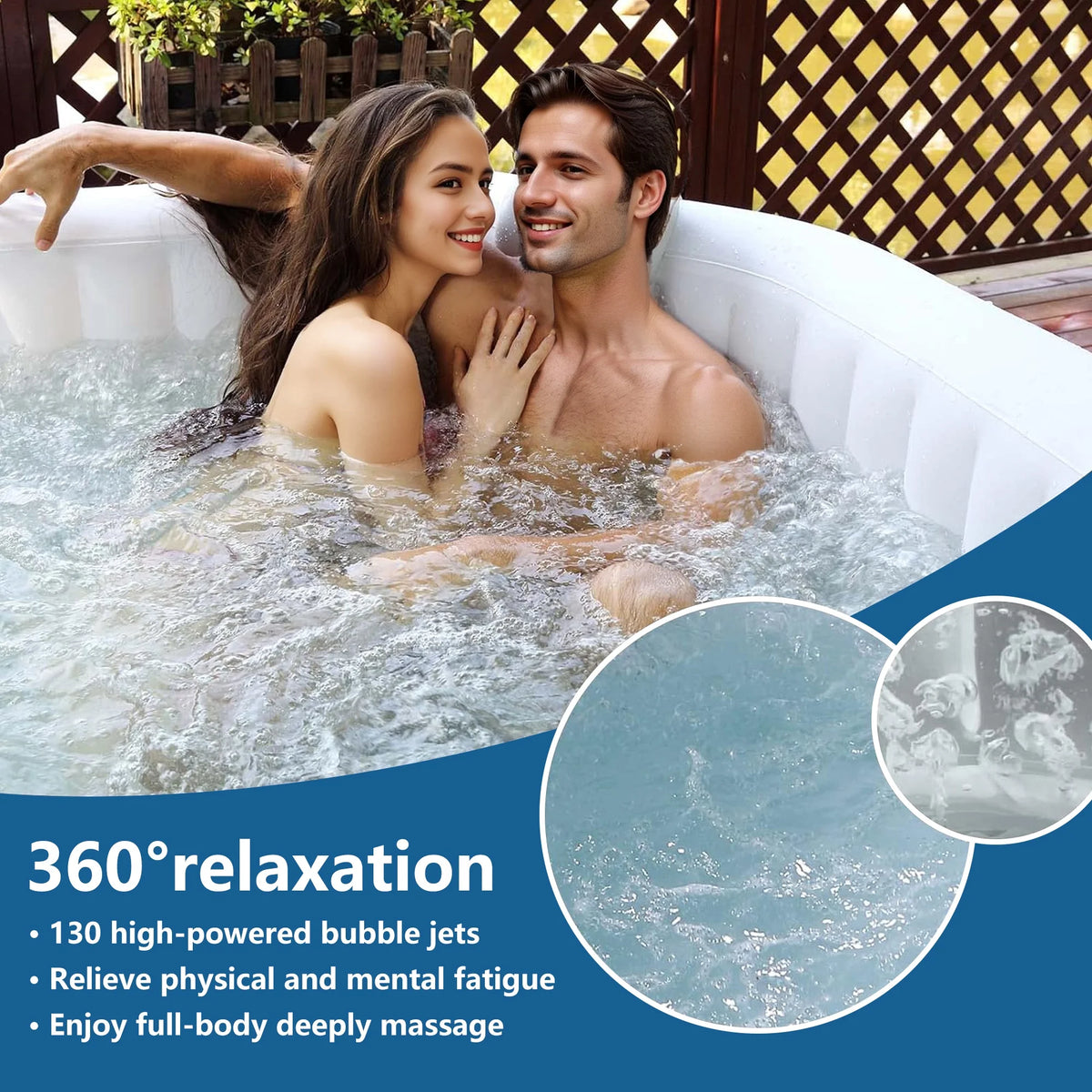 73 inch 4-6 Person Inflatable Hot Tub Spa with Control Panel, Outdoor Portable Hottub with 130 Jets, Insulated Tub Cover and Floor Protector, Temperature up to 104��F, Gray