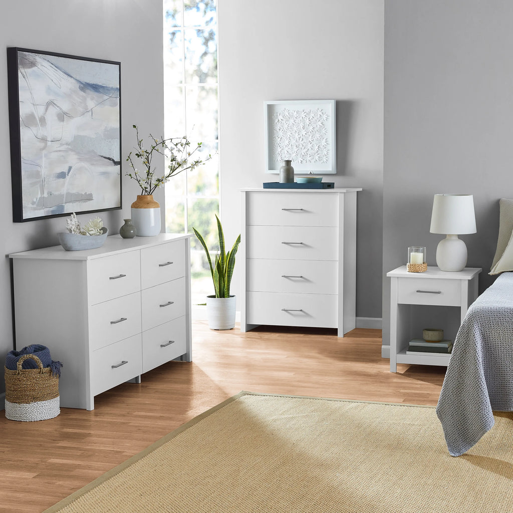 Mainstays Hillside 6-Drawer Dresser, Soft White Finish
