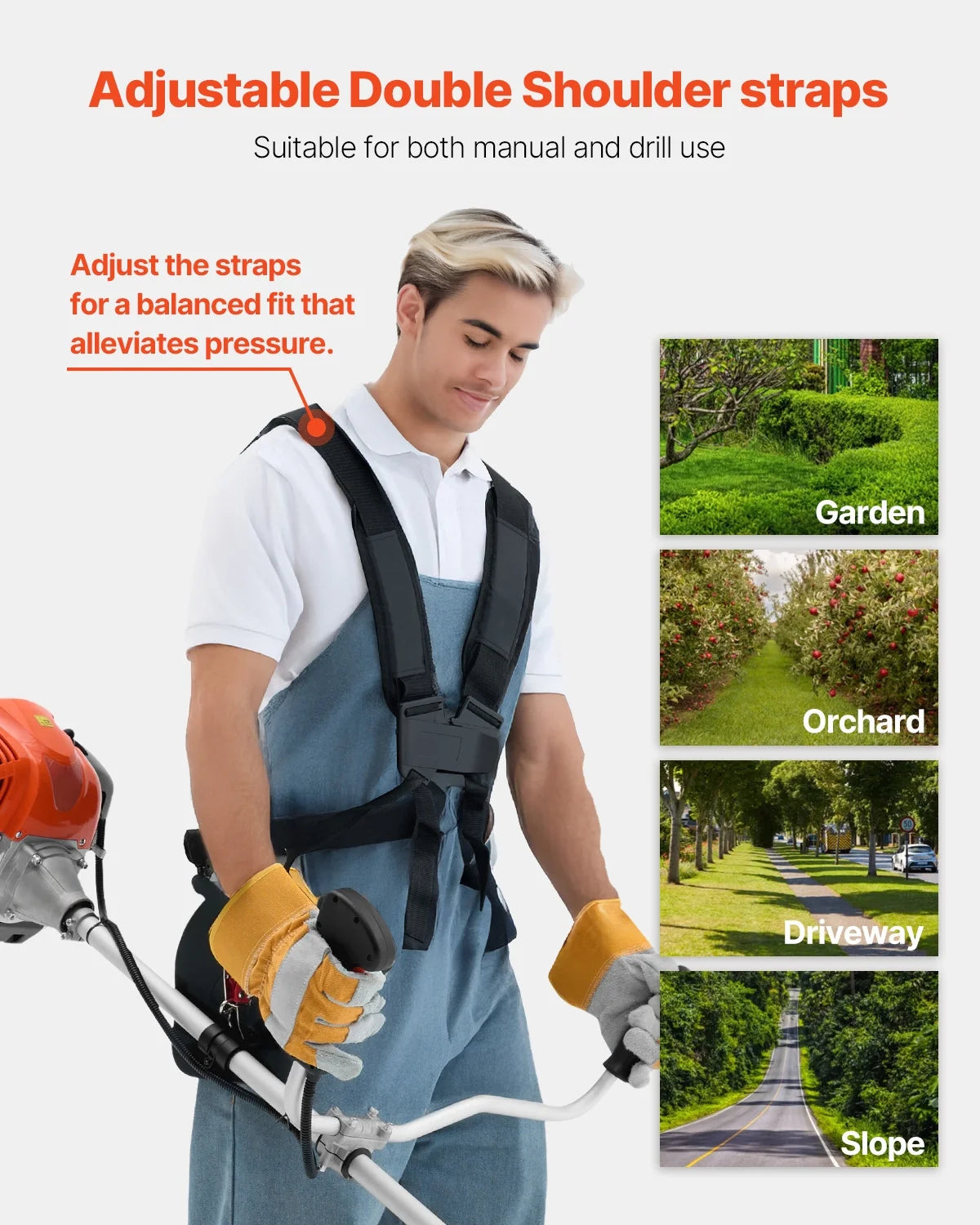 KFFKFF Grass Cutter, 51.7CC 2-Stroke, Fueled by Gas, 16.9" Wireless Lawn Trimmer, Versatile Yard Edger with Shoulder Support & 3T Blade, Plant Cutter for Efficient Lawn Maintenance