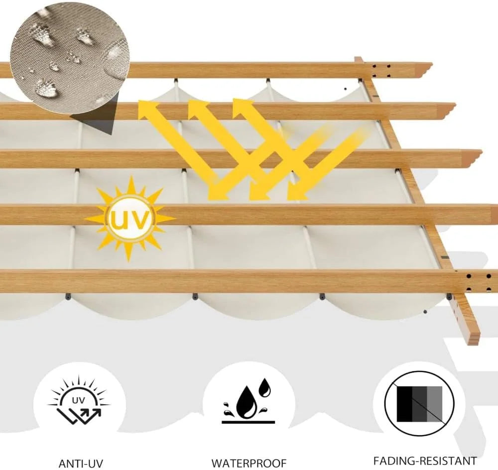 Outdoor Aluminum Pergola with Retractable Canopy, Reinforced 4-Sided Base, Waterproof & UV-Resistant Adjustable Roof, Modern Design for Patio, Deck, Backyard, and Garden