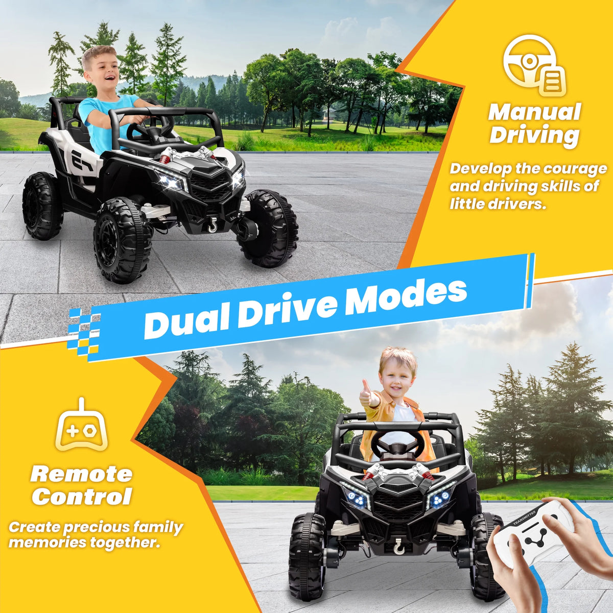 Joyracer 4WD 24 Volt Ride on Toys, 2 Seater Power Car wheels UTV with 800W Motors, Remote Control, Bluetooth Music, Spring Suspension, LED Light, Pink