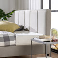 Zinus Maddon 35" Upholstered Platform Bed Frame, Beige, Adult, Queen