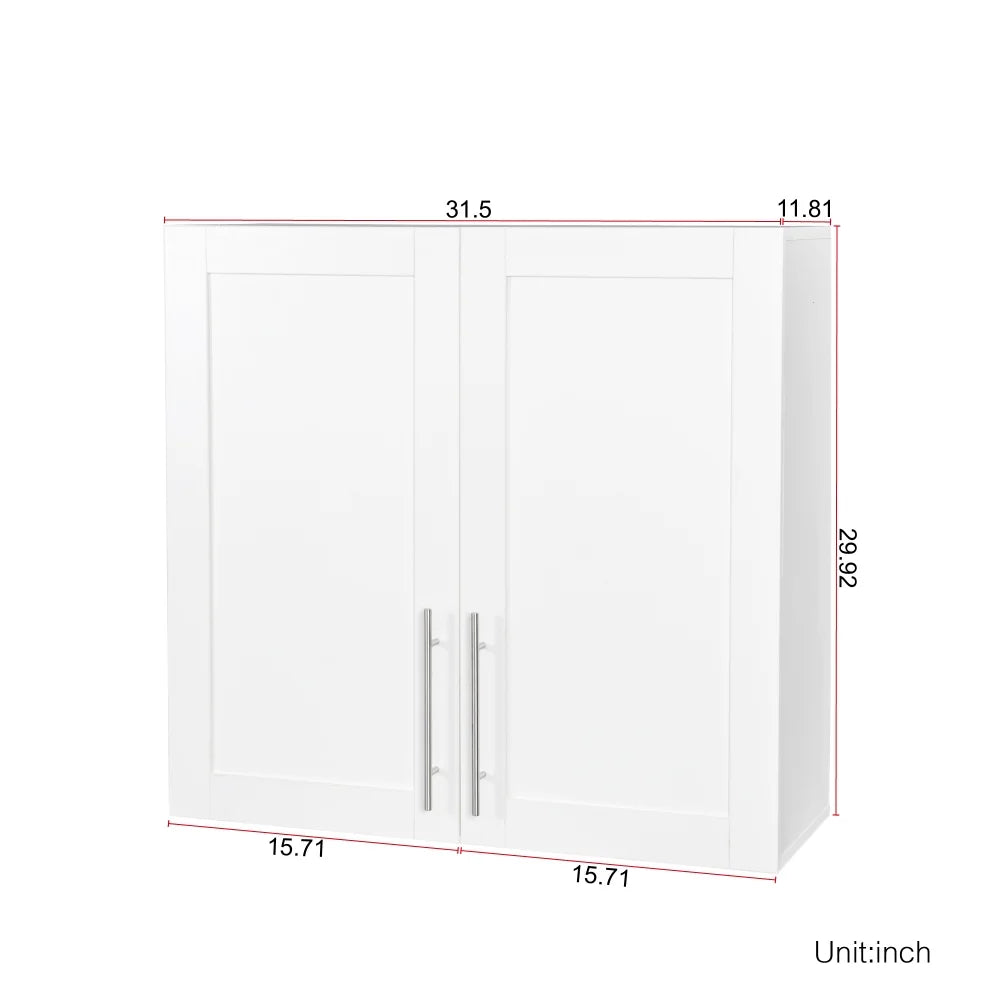 Stackable Wall Cabinet,Solid Wood Storage Cabinet with Adjustable Shelves and Doors,Console Table Side Table for Hallway,Sideboard Buffet Cupboard for Kitchen, 15.75" D x 15.75" W x 70.87" H, White