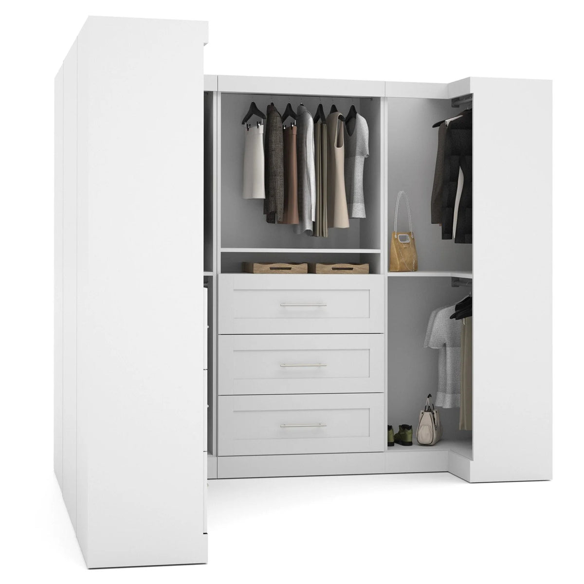 Bestar Pur 161W Walk-In Closet Organizer System in Bark Gray - Engineered Wood