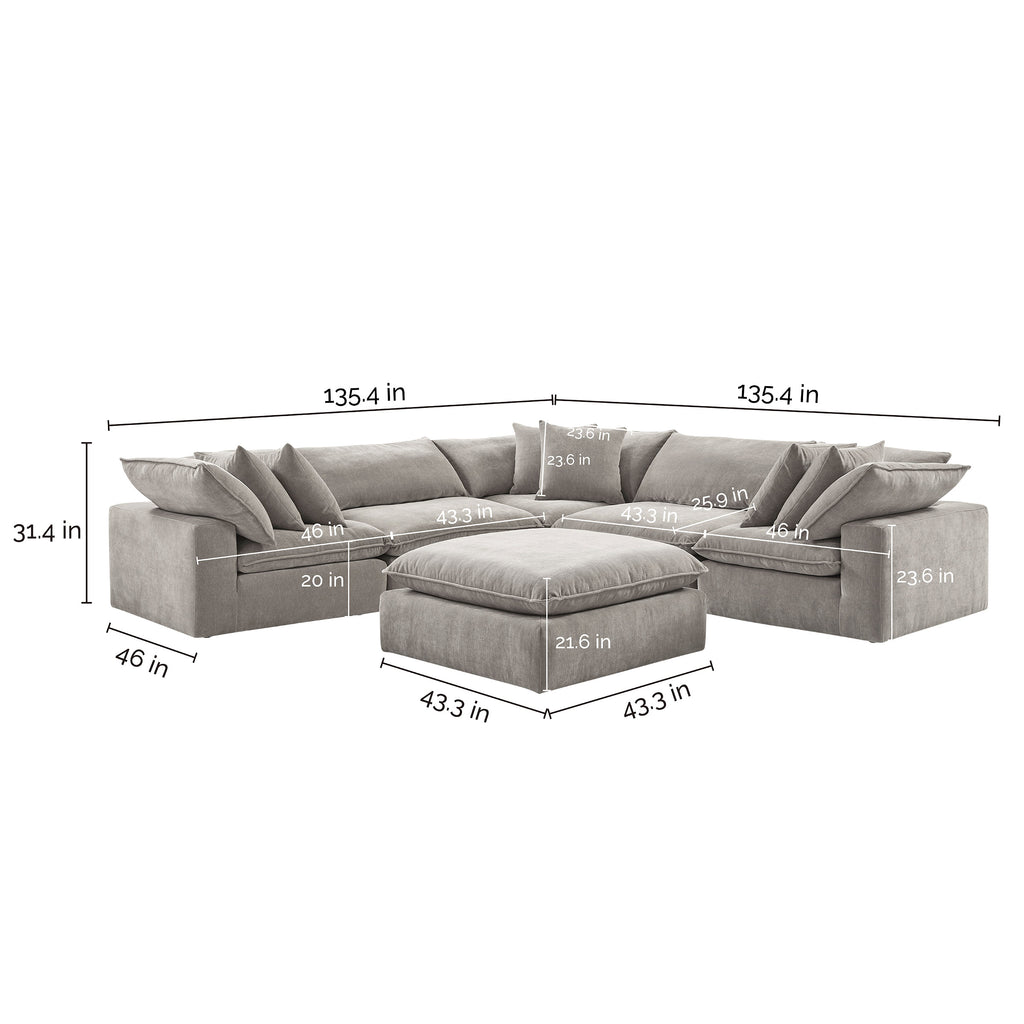 Sereen 6-piece Fabric Modular Sectional, Taupe
