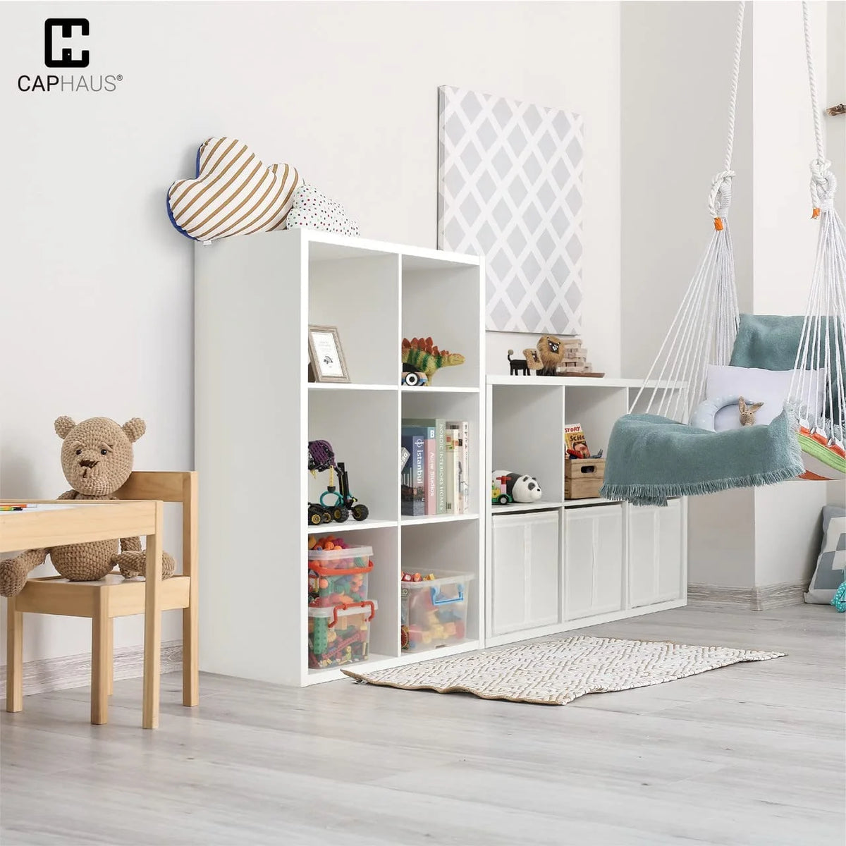 Sturdy Room 13-Inch Cube Storage Organizer Shelf, with Extra Thick Exterior Edge, Open Storage Shelf Divider, Bookcase, 6-Cube / 8-Cube / 9-Cube, Colors Available in Grey Oak and White