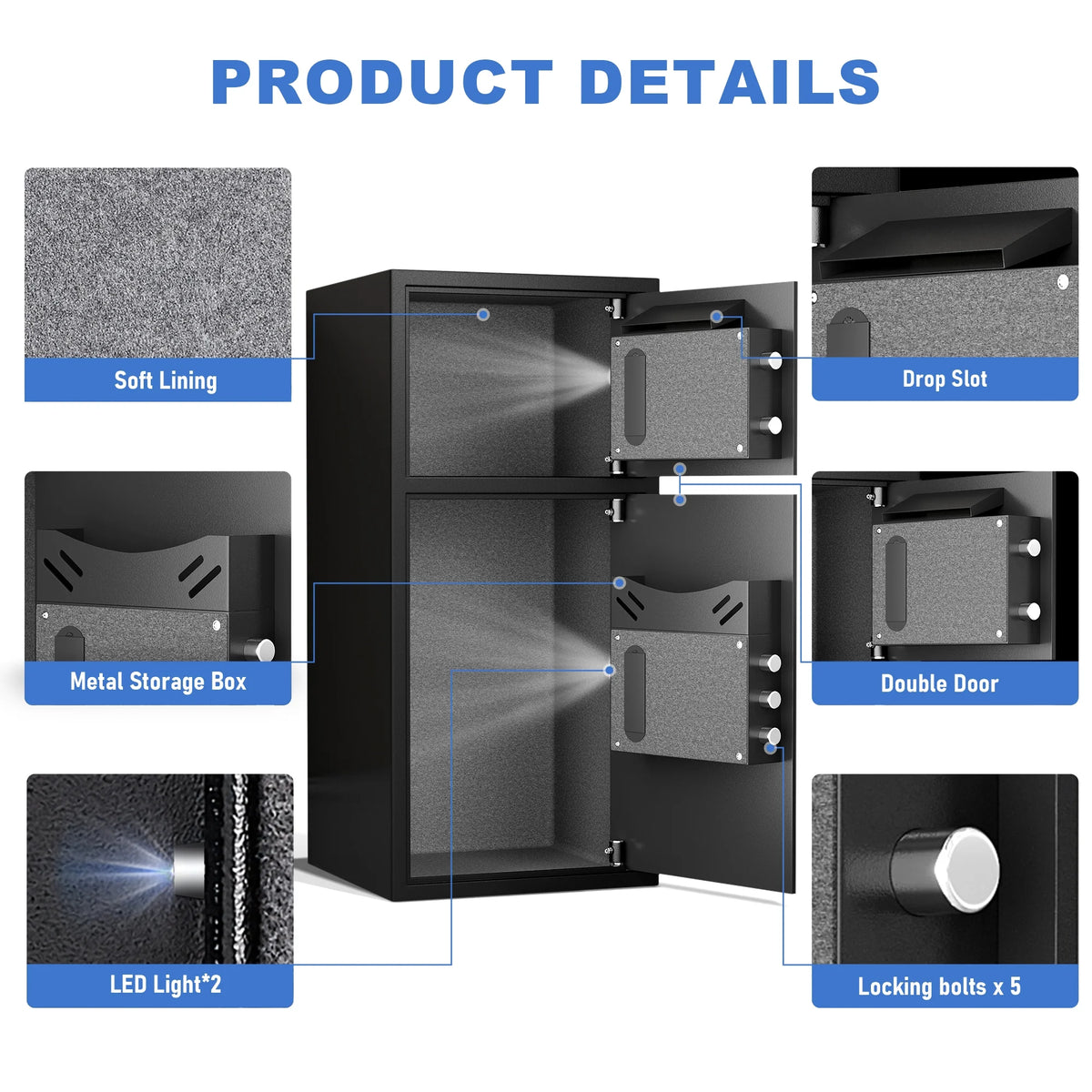 Silkight Safe - 6.0 Cu ft Home Safe Box - Fireproof Safe Depository Drop Safe with Backlit Keypad & Alarm System for Business Home Money Safe