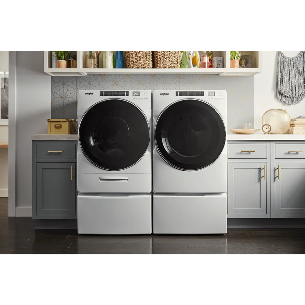 Whirlpool 5.0 cu ft High-Efficiency White Front Load Washing Machine with Load & Go(TM) XL Dispenser