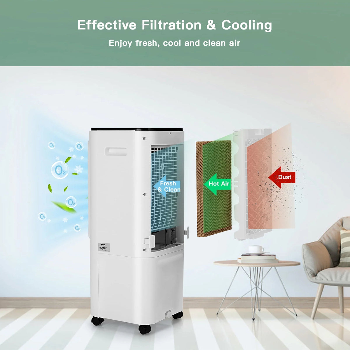 Costway 4-in-1 Portable Evaporative Air Cooler 12L Water Tank 4 Ice Boxes