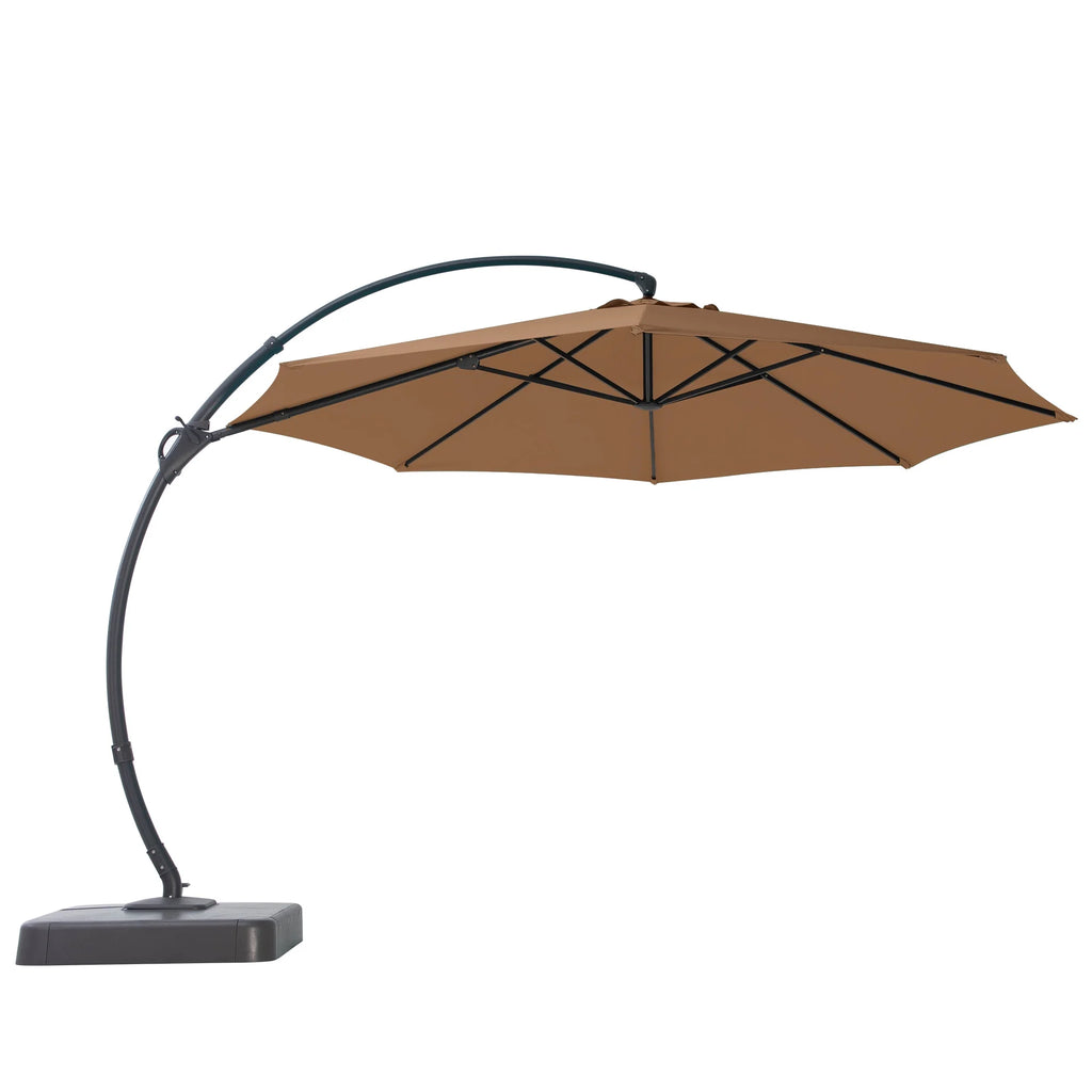 LAUSAINT HOME 11FT Patio Umbrella with Base, Outdoor Deluxe Curvy Cantilever Umbrella for Patio Pool Deck, Champagne