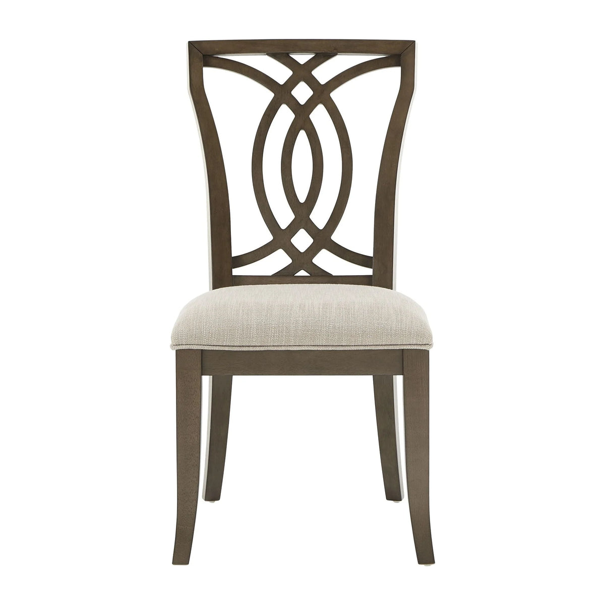 Weston Home Rococo Wood Upholstered Dining Chairs, Set of 2, Beige Fabric, Dark Walnut Finish, Side Chair