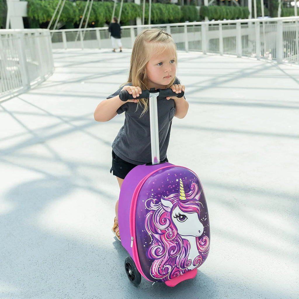 Kiddietotes Kid's Hard Shell Scooter Ride On Suitcase, Pink