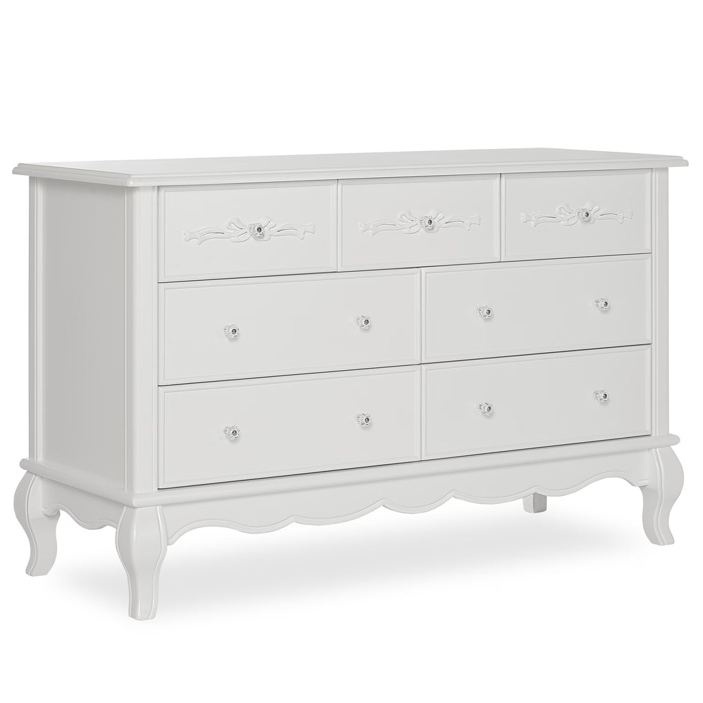 Evolur Aurora 7-Drawer Double Dresser in Ivory Lace, Spacious Drawers