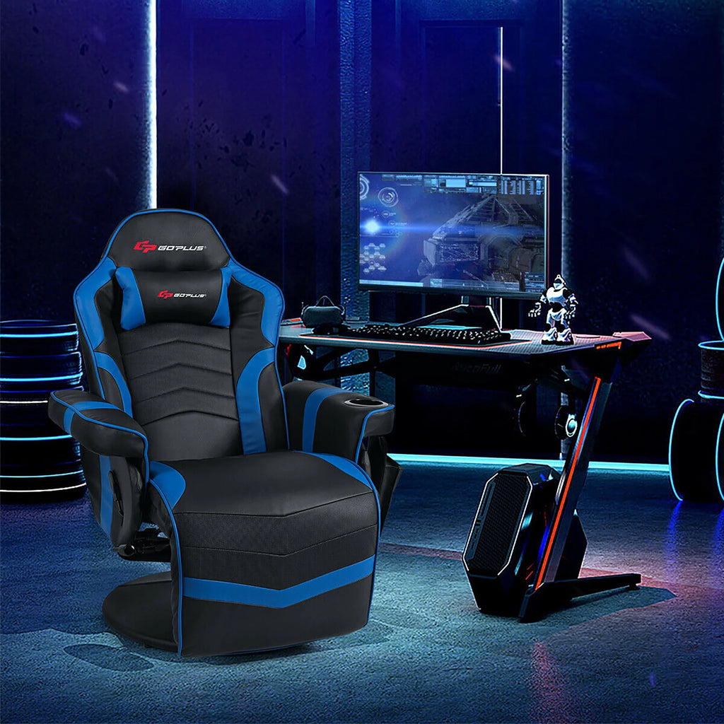 Goplus Massage Gaming Recliner Reclining Racing Chair Swivel Black