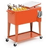 Magshion 80 Quart Rolling Cooler Ice Chest, Portable Bar Cold Drink Beverage Cart Tub, Backyard Cooler Trolley on Wheels with Ice Scoop, Catch Tray & Bottle Opener, Pink