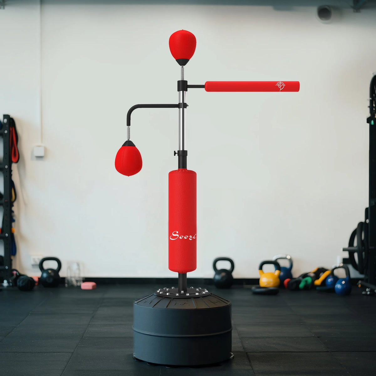 Soozier 4-in-1 Boxing Punching Bag Stand with 2 Speedballs, 360° Relax Bar, & PU-Wrapped Bag & Adjustable Height, Black