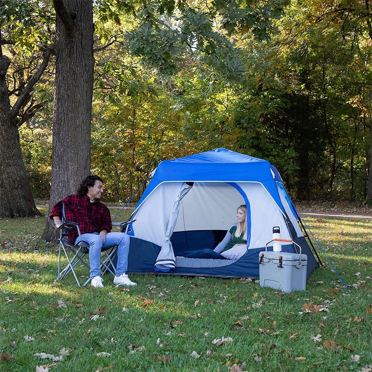 Ozark Trail 8' x 7' 4-Person Instant Cabin Tent with LED Lighted Hub, 19 lbs