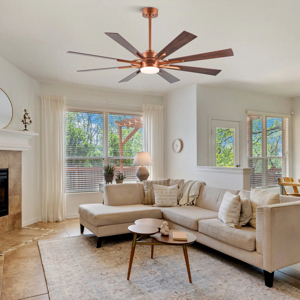 Bestco 60" Ceiling Fan with Light Kit and Remote Control for Farmhouse Living Room
