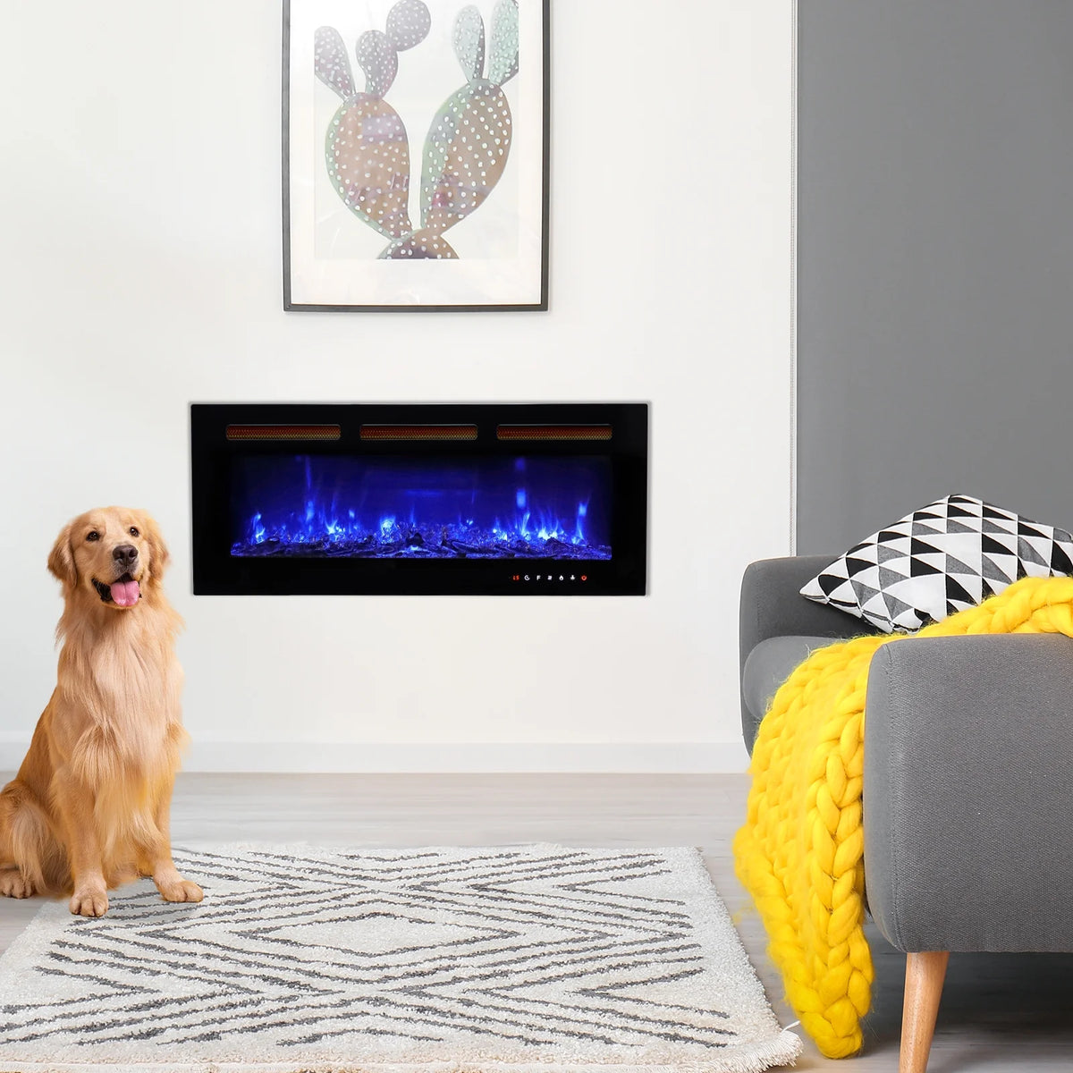 Ktaxon 30" Electric Fireplace, Freestanding/Inserts/Wall Mounted Fireplace Heater with Remote Control, 12 Adjustable Flame Colors, Log & Crystal, 8H Timer for Living Room, Bedroom