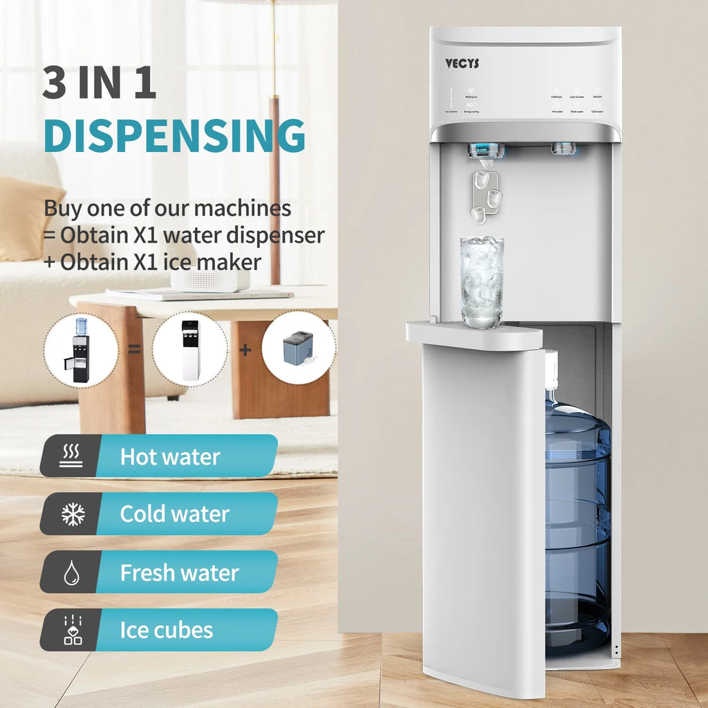 VECYS 5 gal Water Dispenser with Ice Maker, Self-clean & Child Lock