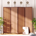 JOSTYLE 4-Panel Room Divider 6ft Tall Extra Wide Folding Privacy Screen with Diamond Double-Weave Divider for Room Separation Freestanding Red Brown