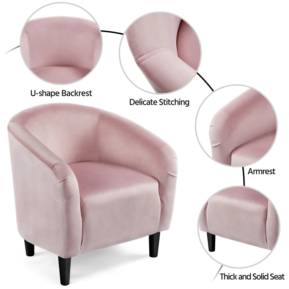 Alden Design Upholstered Barrel Accent Chair for Livingroom, Yellow Velvet