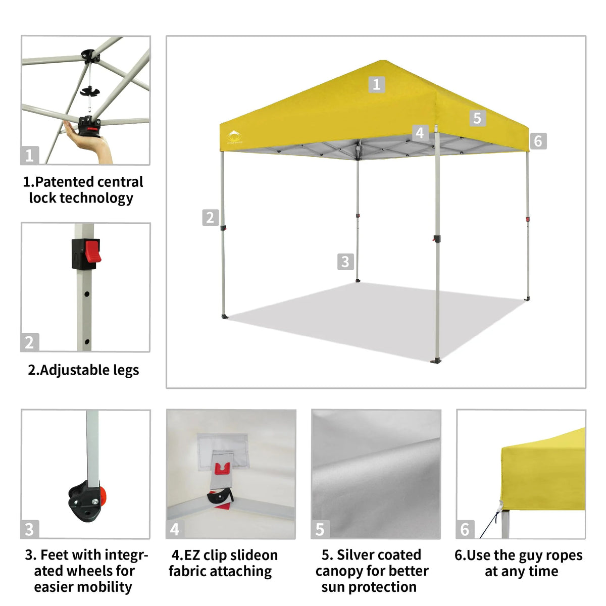 CROWN SHADES 8x8 Pop Up Canopy with One Push Setup Easy Outdoor Sun Shade for Events Parties Camping Forest Green