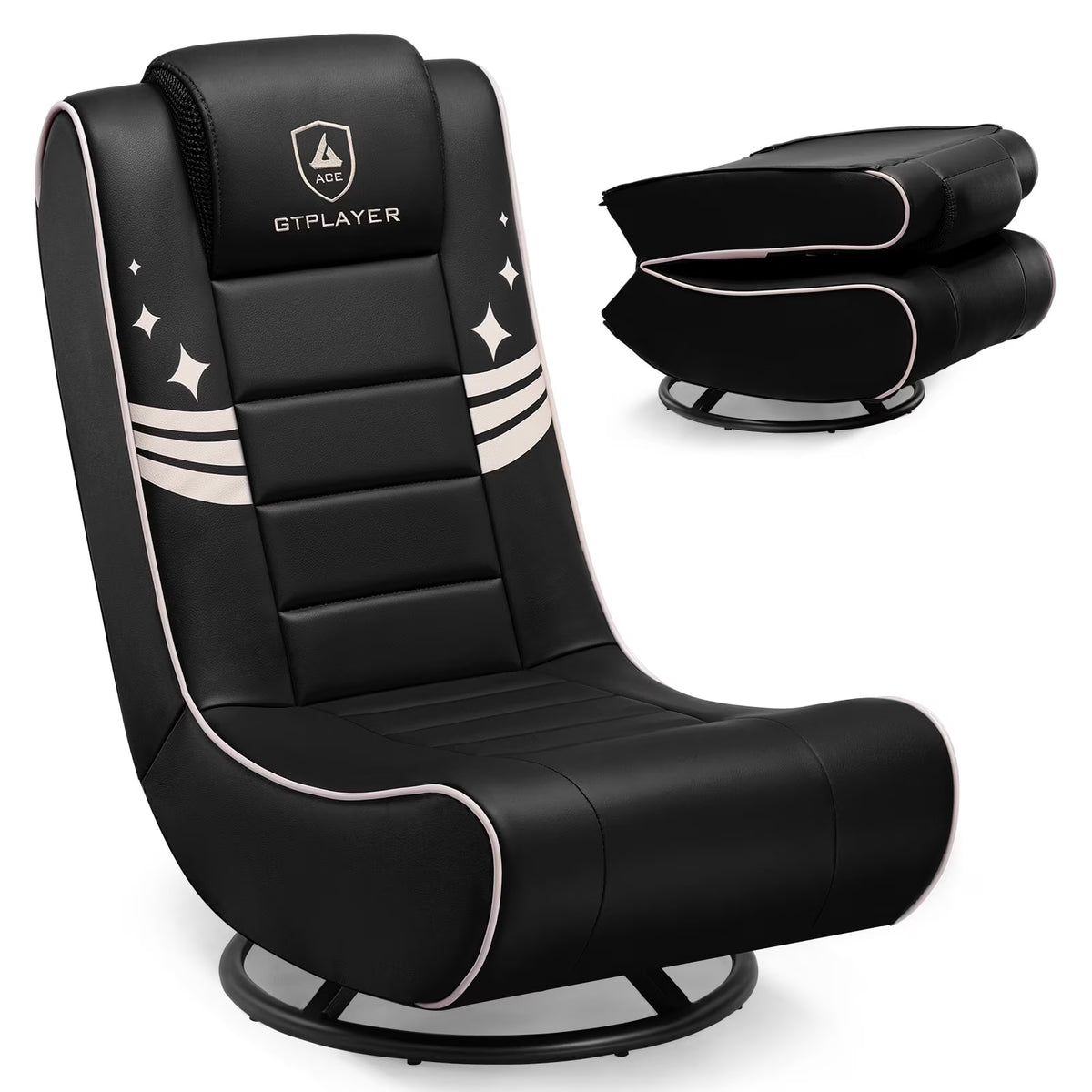 GTPLAYER Swivel Floor Gaming Chairs with Foldable Backrest for Teens,, Red