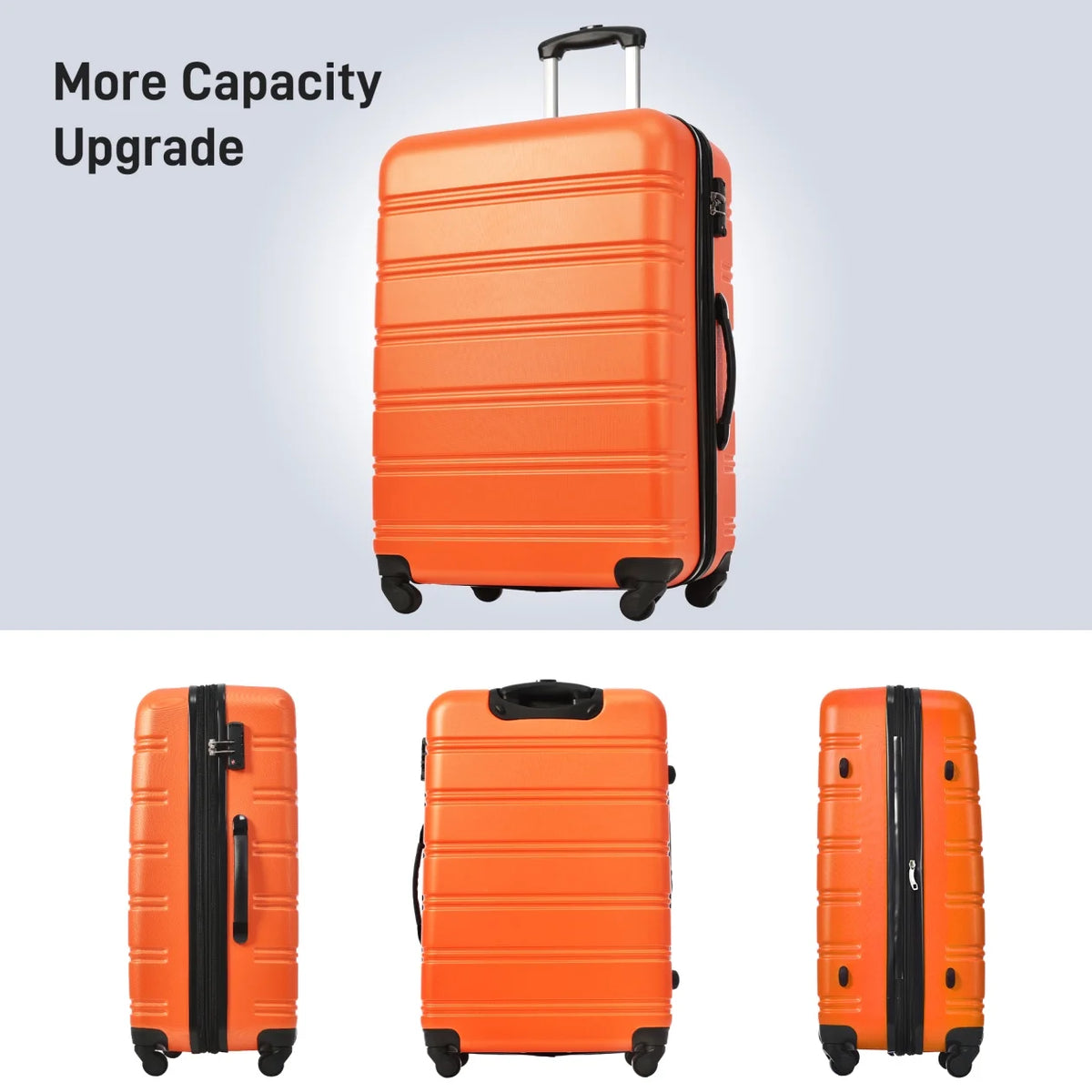 3 Piece ABS Luggage Set, Luggage with Spinner Wheel & TSA  20/24/28 inch, Purple