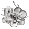Tramontina 14-Piece Tri-Ply Clad Stainless Steel Cookware Set, with Glass Lids