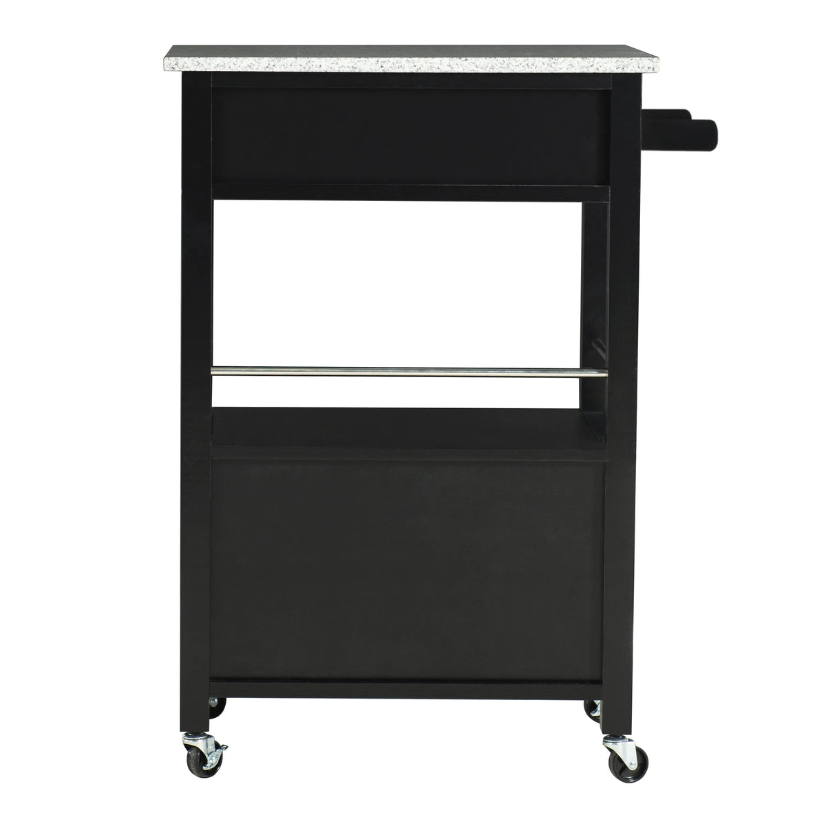 Linon Monett 2-Tier Mobile Serving Cart with Gray Granite Top, 27.75" Length, White